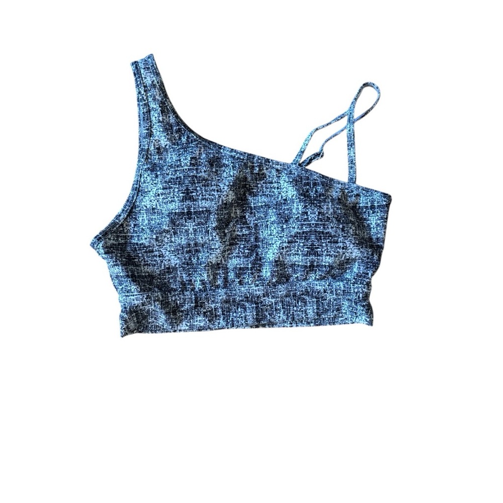 BuffBunny | Blue & White Stylish Shoulder Strap Padded Adjustable Sports Bra M
